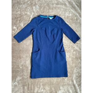 Boden Navy Ribbed 3/4 Sleeve Pocket Dress Women’s Size‎ 8L